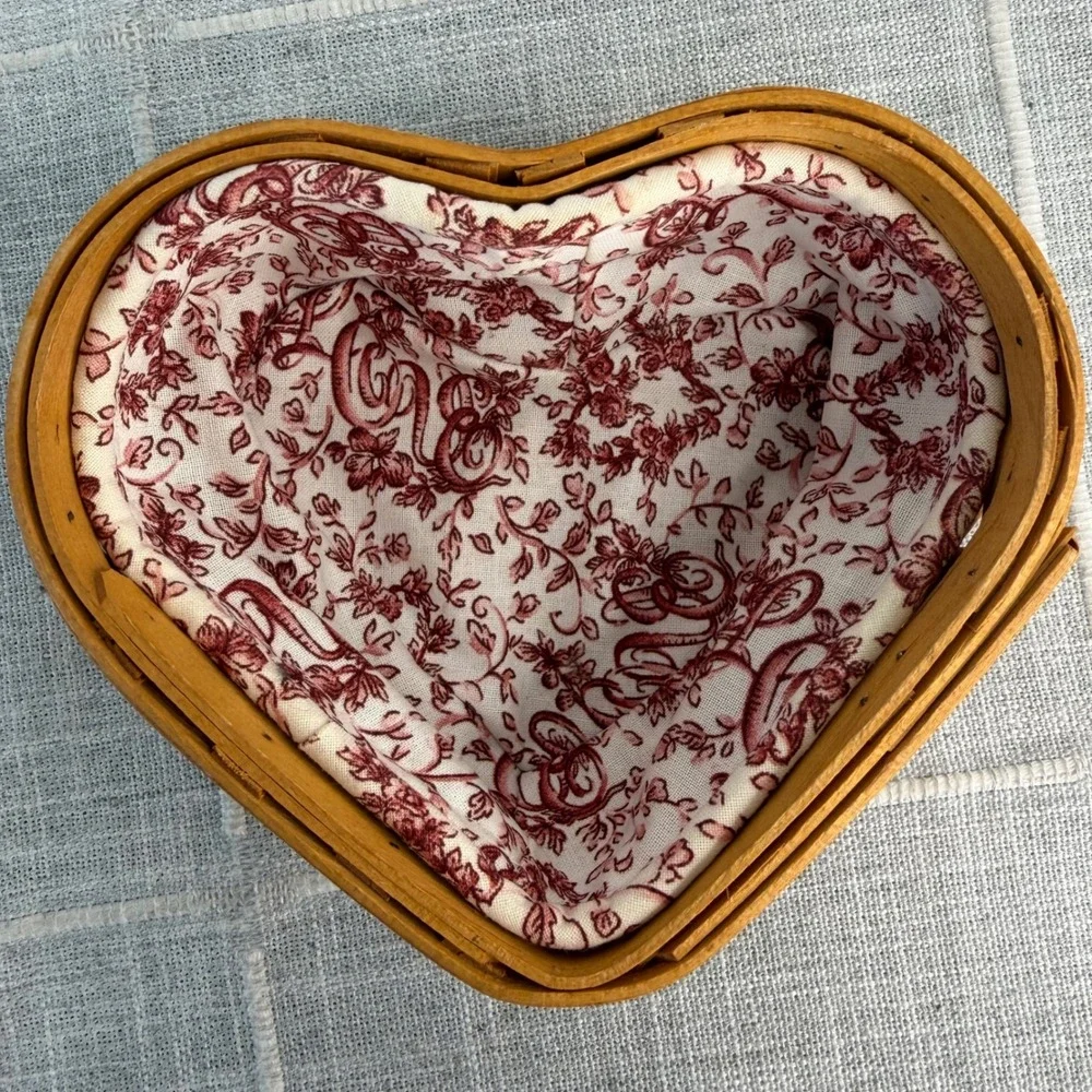 Longaberger 2000 Love Letters Sweetheart Basket & Liner‎ Cottagecore Farmhouse